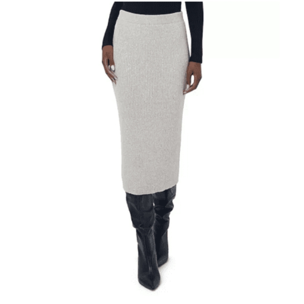 NWT Edited by Remi Bader Women's Ribbed Sweater Skirt Oatmeal LARGE